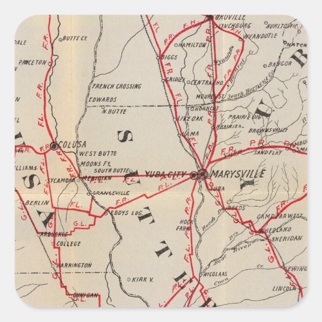 Sticker Carré Colusa, Yolo, Napa, Butte, Yuba, Sutter, Solano (Devant)