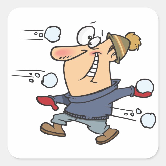 Sticker Carré Combat de snowball (Devant)