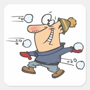 Sticker Carré Combat de snowball
