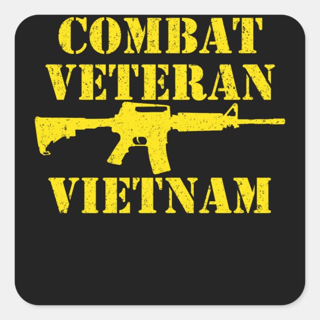 Sticker Carré Combat vétéran Vietnam Fiers militaires (Devant)