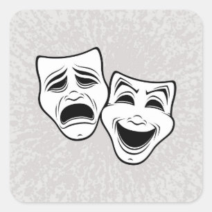 Sticker Carré Comédie Et Tragédie Théâtre Masque La Ligne Noire