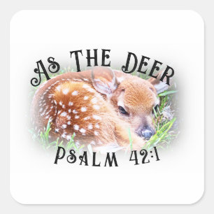 Sticker Carré Comme Le Psaume De Cerf 42:1 Bible Verse Bébé Maig