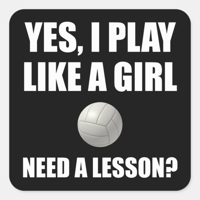Sticker Carré Comme Une Fille Volleyball (Devant)