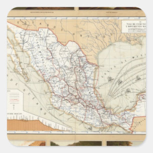 Sticker Carré Communication et transport du Mexique