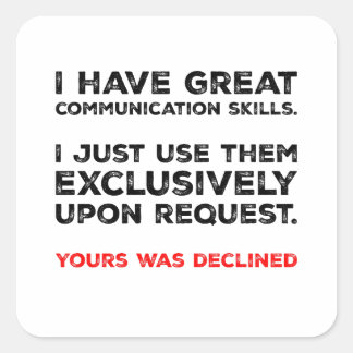 Sticker Carré Communication Skills - Funny Introvert Design