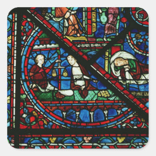 Sticker Carré Commutateurs d'argent dans le temple, détail d'un