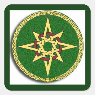 Sticker Carré Compas de noeud celtique sur vert