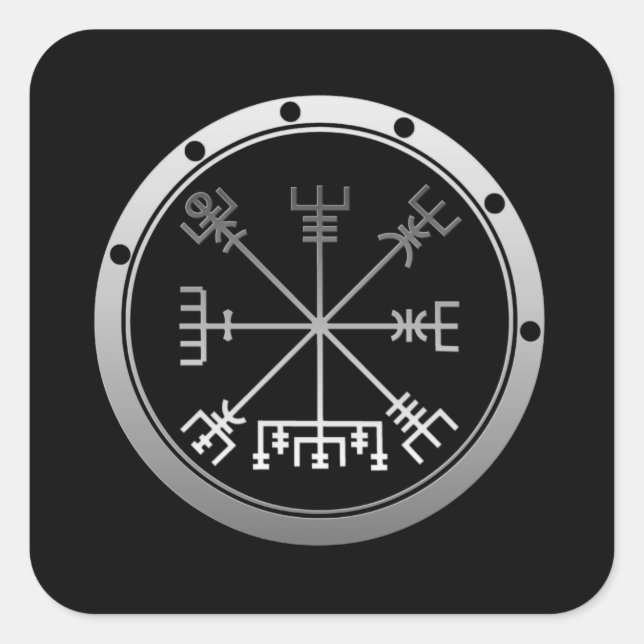 Sticker Carré Compas viking Vegvisir (Devant)
