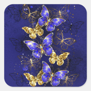 Sticker Carré Composition avec papillons Sapphire