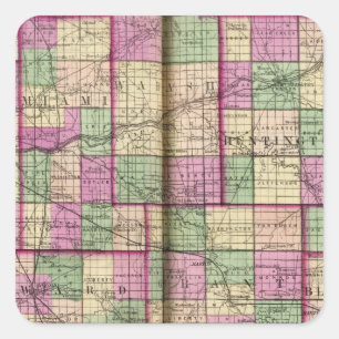 Sticker Carré Comté de Cass et comté de Miami