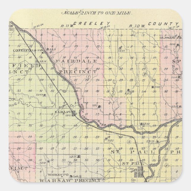 Sticker Carré Comté de Howard, Nebraska (Devant)