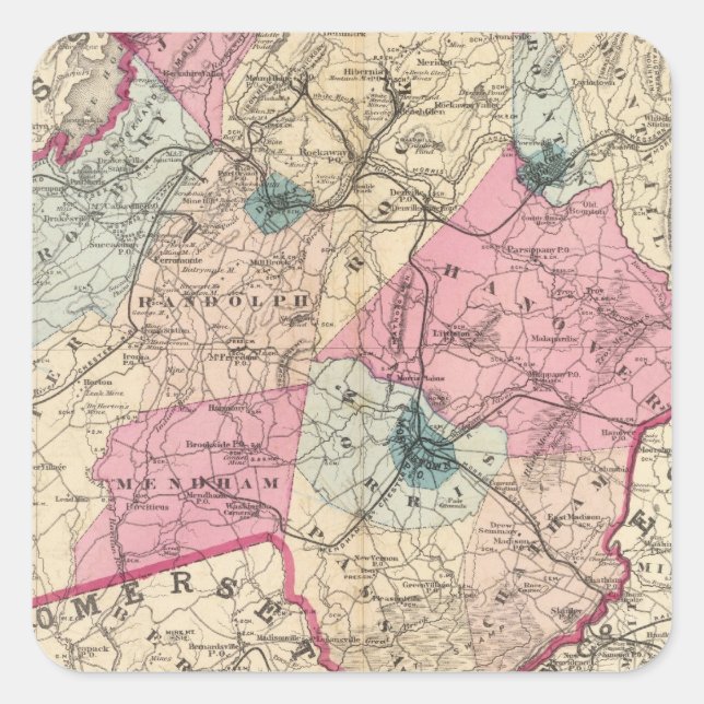 Sticker Carré Comté de Morris, NJ (Devant)