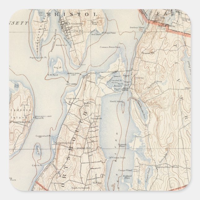 Sticker Carré Comté de Newport, Rhode Island (Devant)