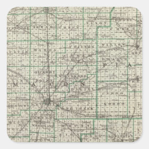 Sticker Carré Comtés de Platt, De Witt, Macon, Shelby