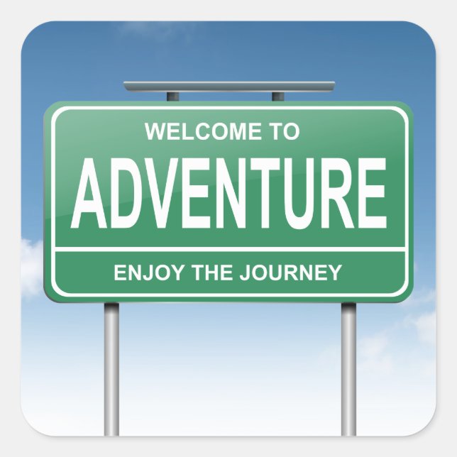 Sticker Carré Concept aventure. (Devant)