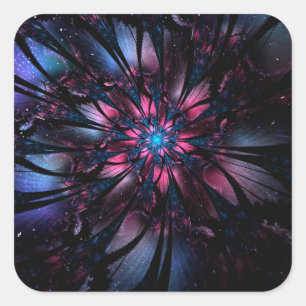 Sticker Carré Conception Abstraite des fleurs fractales.