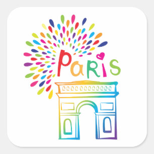 Sticker Carré Conception au néon de Paris France   Arc de