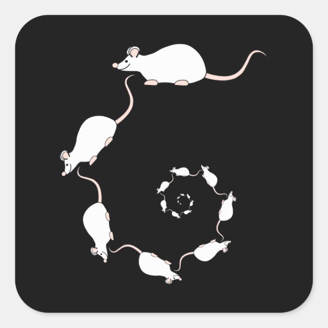 Sticker Carré Conception blanche mignonne de souris. Spirale des (Devant)