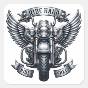 Sticker Carré Conception Classique De Vélo Avec Ailes Et Mots