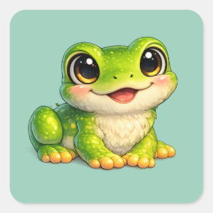 Sticker Carré Conception d'animal Kawaii de grenouille mignonne