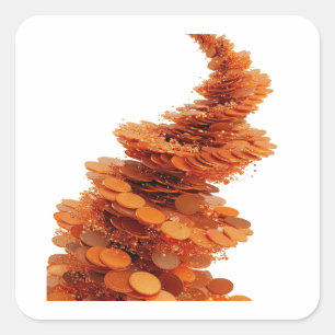 Sticker Carré Conception d'autocollant abstrait orange amusant