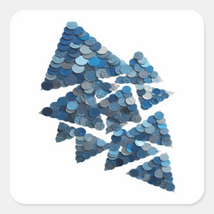 Sticker Carré Conception d'autocollant Arbre BLEU Gris à la mode