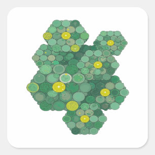 Sticker Carré Conception d'autocollant GREEN COINS AND STARS ver