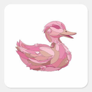 Sticker Carré Conception d'autocollant PINK DUCK WITH DIAMONDS B