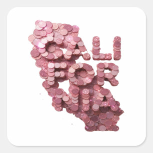 Sticker Carré Conception d'autocollant rose brillant CALIFORNIA