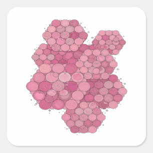 Sticker Carré Conception d'autocollant Rose Clair ÉTOILES ET BAL