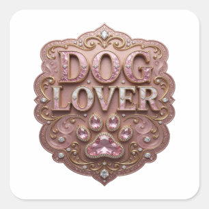 Sticker Carré Conception d'autocollant Signature Gold DOG LOVER
