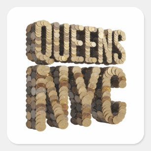 Sticker Carré Conception d'autocollant Signature Gold QUEENS NYC