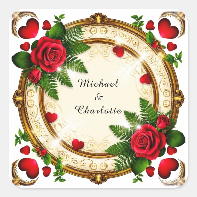 Sticker Carré Conception de cadre floral dynamique (Devant)