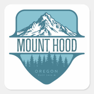 Sticker Carré Conception de crête de montagne Mount Hood Oregon