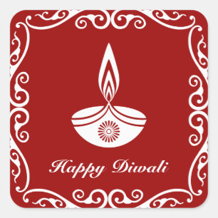 Sticker Carré Conception de Diwali décoratif personnalisée