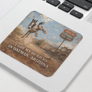 Sticker Carré Conception de l'âne d'Oatman pour le centenaire de