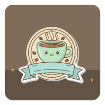 Conception de logo de tasse à café Kawaii mignonne