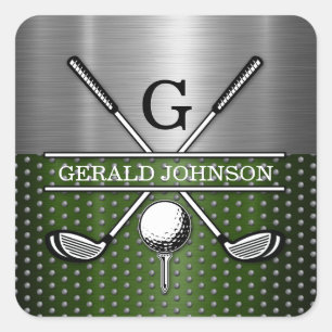 Sticker Carré Conception de monogramme de golf personnalisé