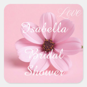 Sticker Carré Conception de script de douche de mariage floral C