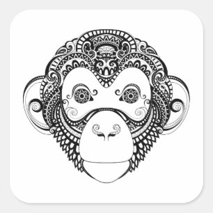 Sticker Carré Conception de singe inspirée