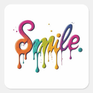 Sticker Carré Conception de sourire carré