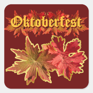 Sticker Carré Conception de texte Oktoberfest avec feuilles d'au