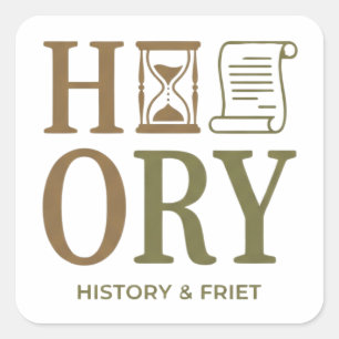 Sticker Carré Conception de typographie pour professeur d'histoi