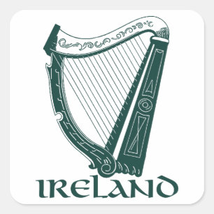 Sticker Carré Conception d'harpe de l'Irlande, harpe irlandaise