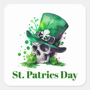 Sticker Carré conception du crâne shamrock