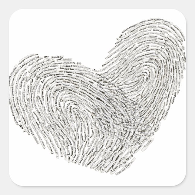 Sticker Carré Conception du texte du coeur dans le sceau d'empre (Devant)