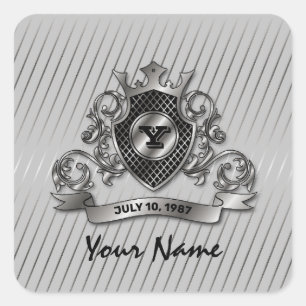 Sticker Carré Conception élégante de monogramme personnalisé arg