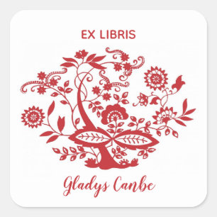 Sticker Carré Conception florale ornementale modifiable