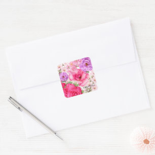Sticker Carré Conception Florale Personnalisée