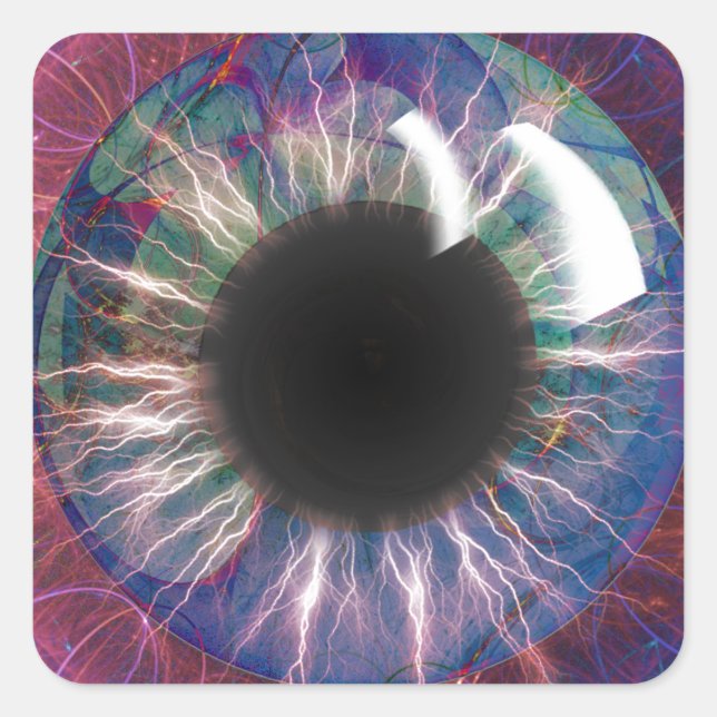 Sticker Carré Conception fractale des yeux de Tesla (Devant)